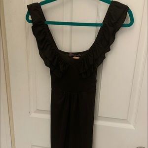 Deep V neck black dress
